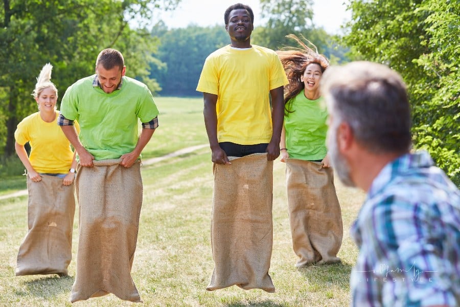 adult sack race field day game