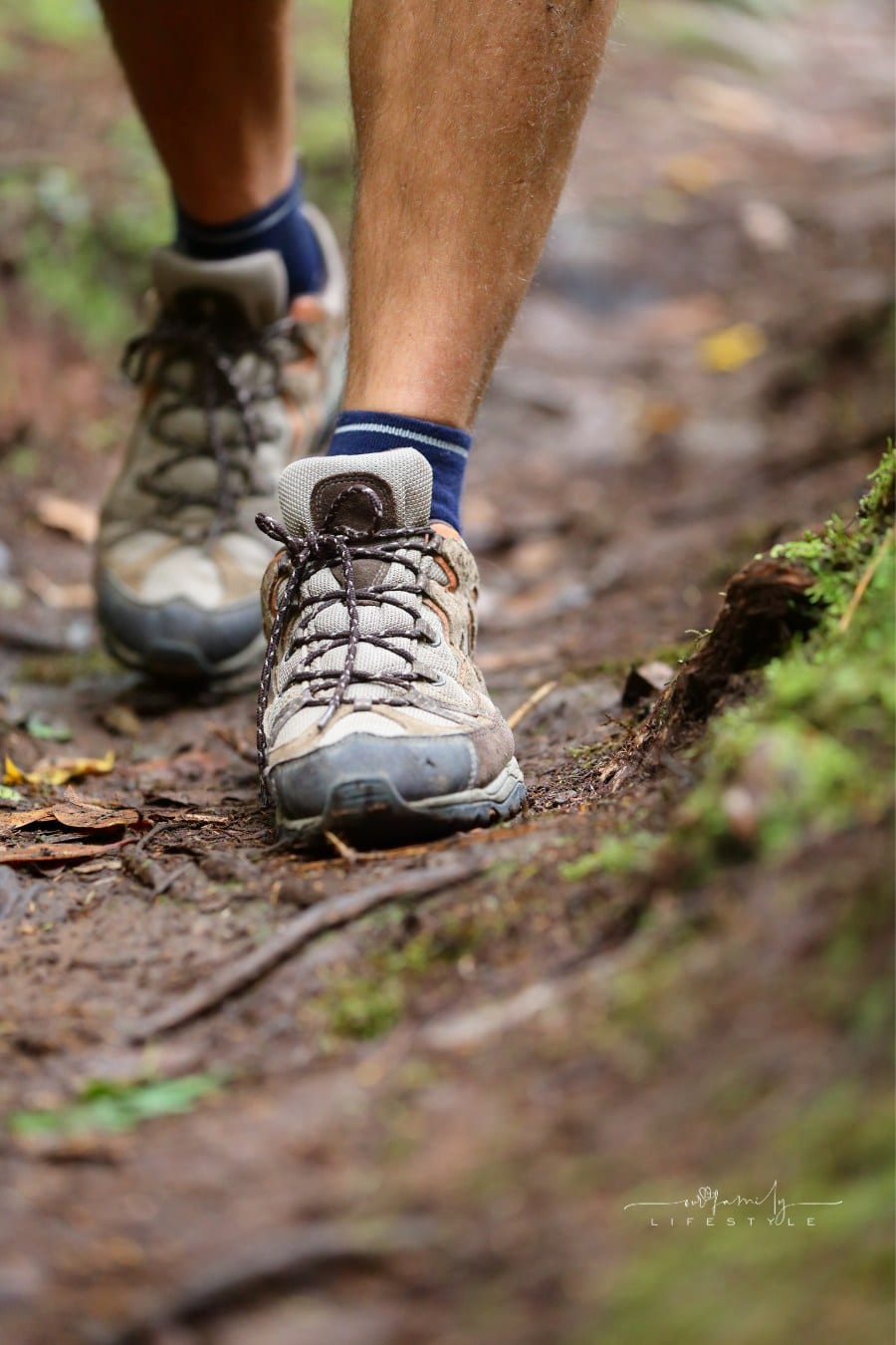 Hiking Shoes Closeup from Hike Walk