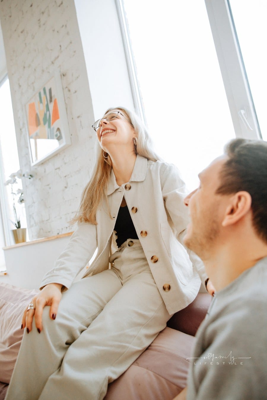 Couple Laughing Together during therapy session