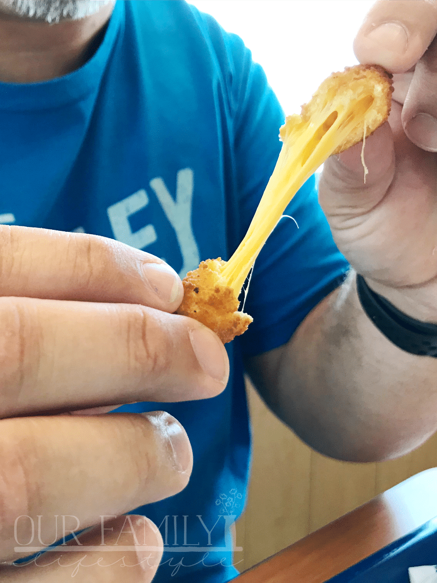 Wisconsin cheese curd stretch