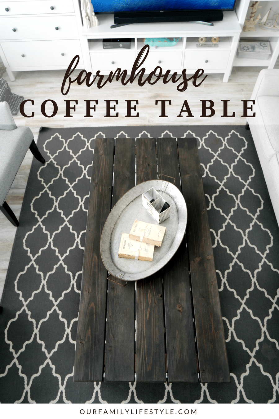 DIY X-Frame Farmhouse Coffee Table For Under $90