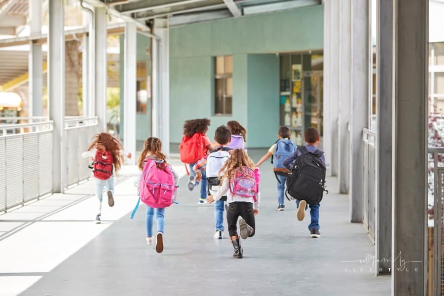 Elementary School Kids Running