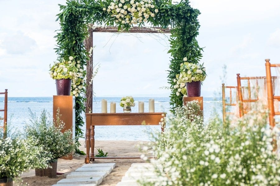 Wedding on the beach, Tropical settings for a wedding on a beach - Bali island. Exotic destination wedding concept