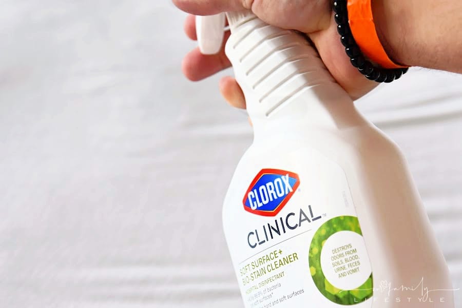 Clorox Clinical Soft Surface + Bio Stain Cleaner for bed mattress