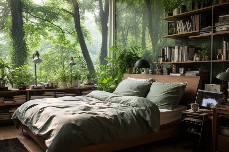 nature wallpaper in bedroom