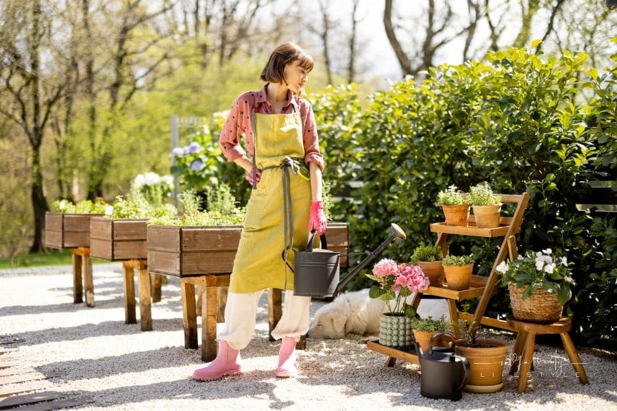 Woman at Backyard Vegetable Garden