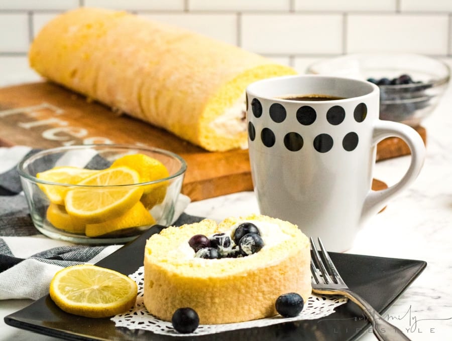 Lemon Blueberry Swiss Cake Roll recipe