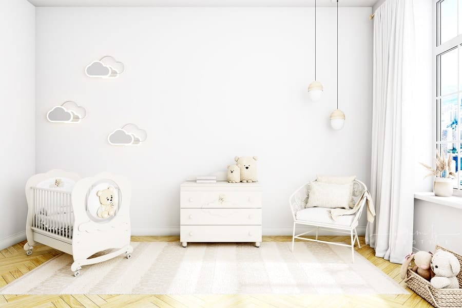 modern minimalist clean baby nursery