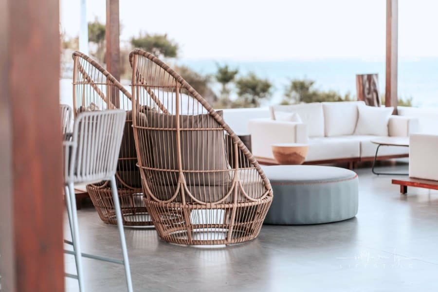 brown wicker furniture on patio