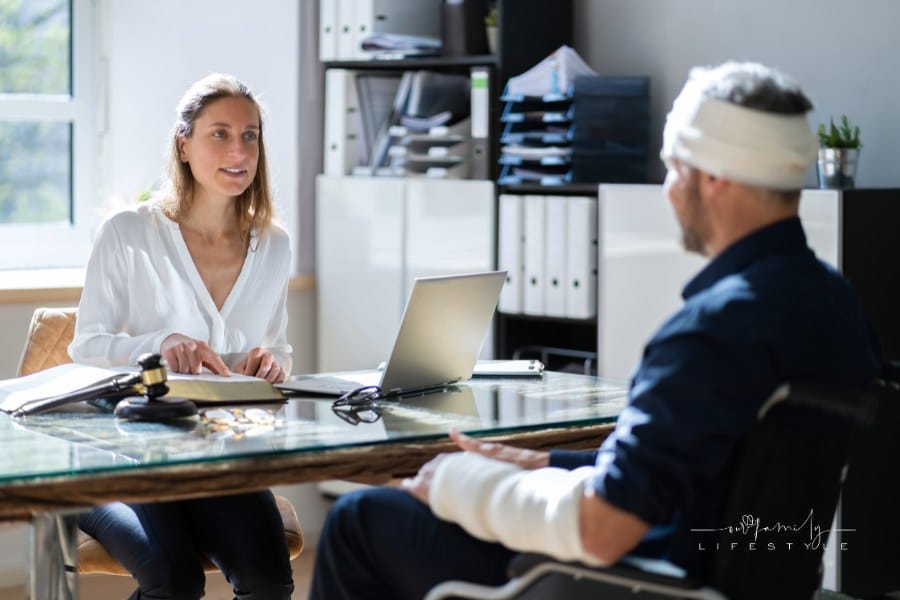 Personal Injury Attorney with Injured Client