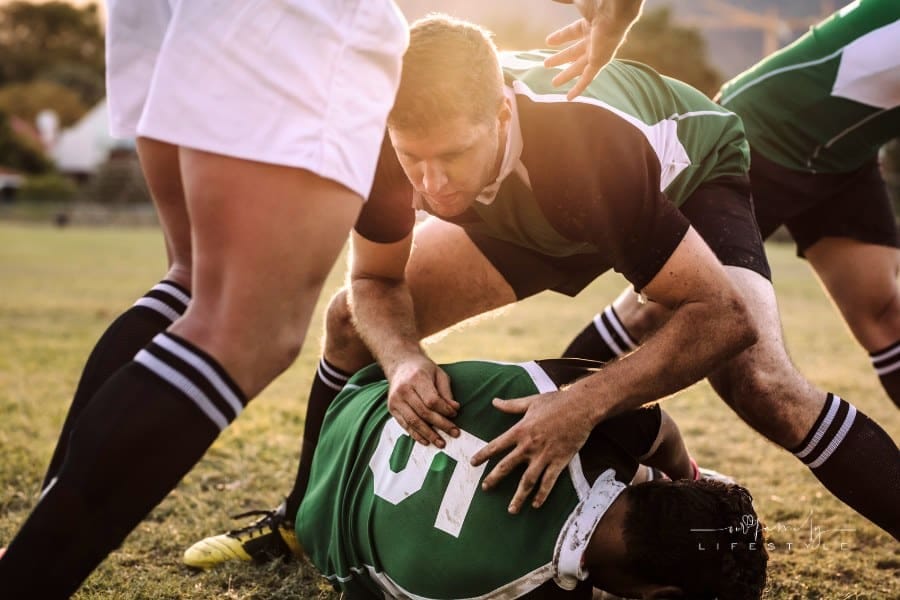 Intense Rugby Game Action