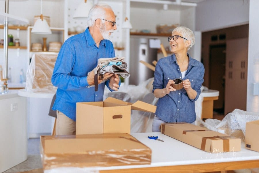 Senior couple moving to new home
