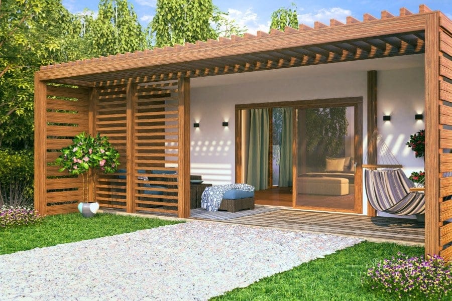 Tiny House with Pergola Covered Porch