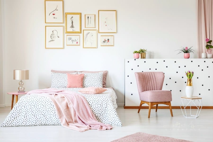 Pink studio bedroom interior