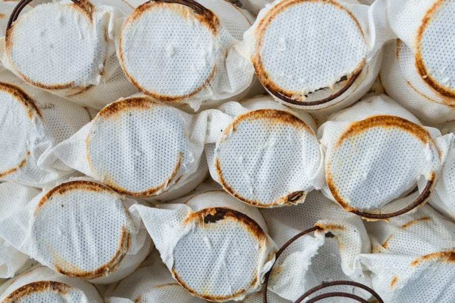 Old pocket spring mattress up close