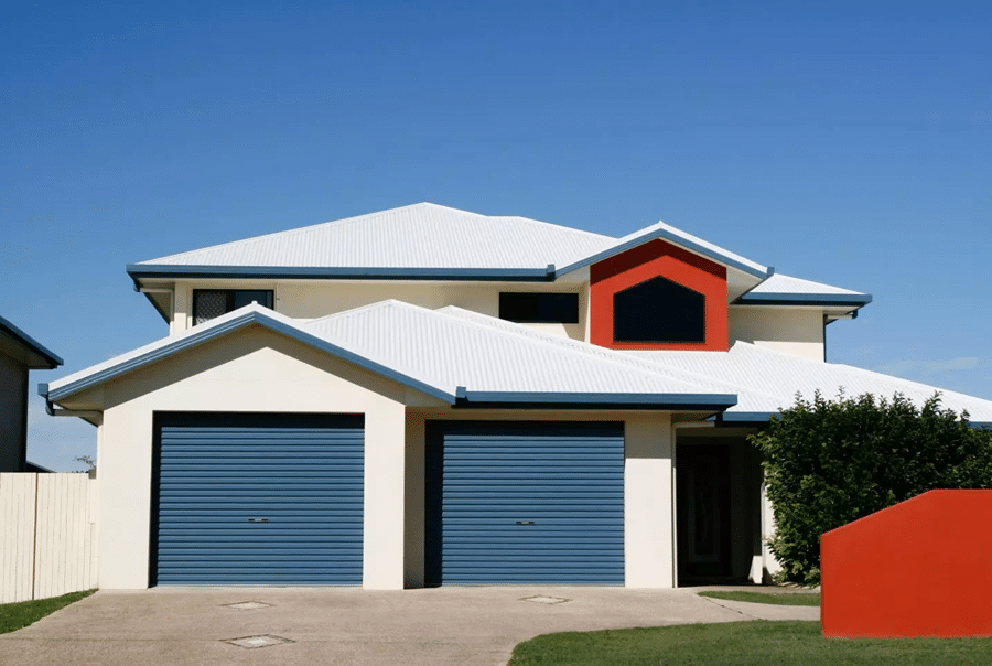 residential home with garage roller doors